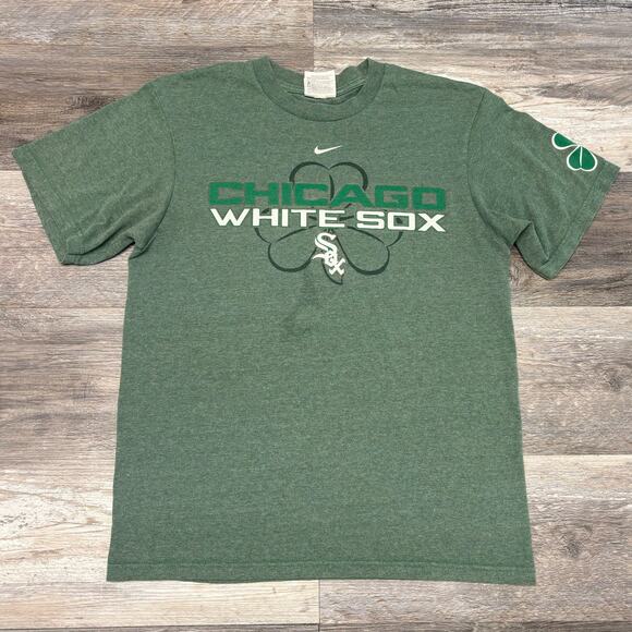 Nike Team Issue MLB Chicago White Sox Heather Green Mens S Center Swoosh T-Shirt - Picture 1 of 8